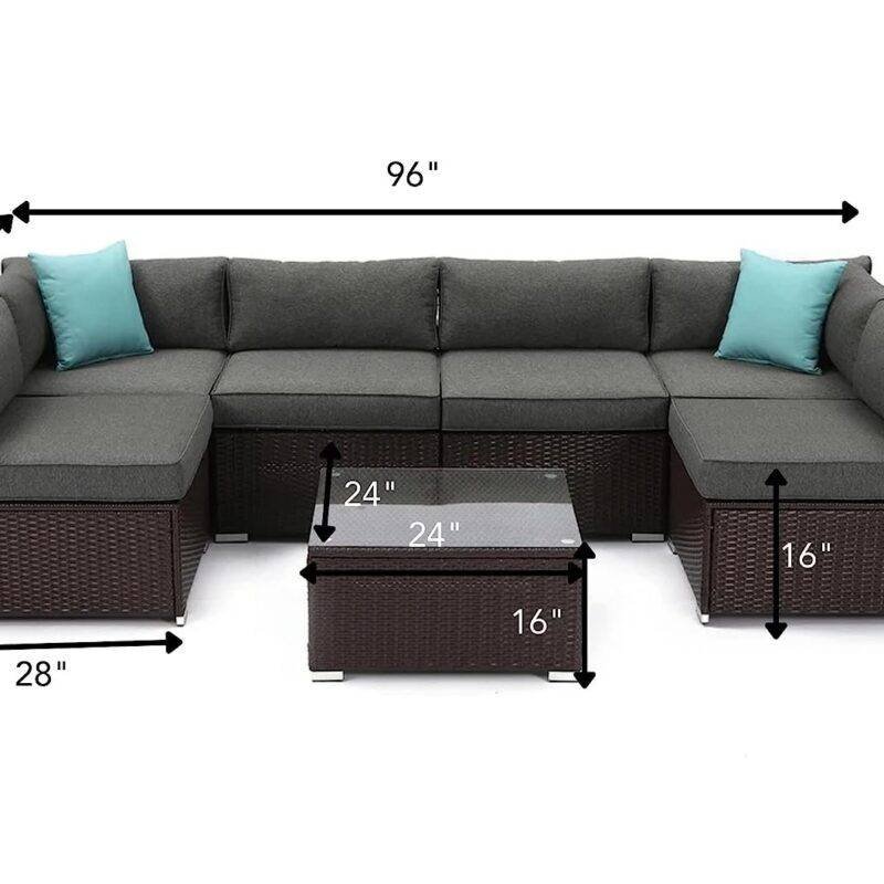 DEVOKO Garden Conversation Sofa Set (Dark Brown/Grey) - Image 2