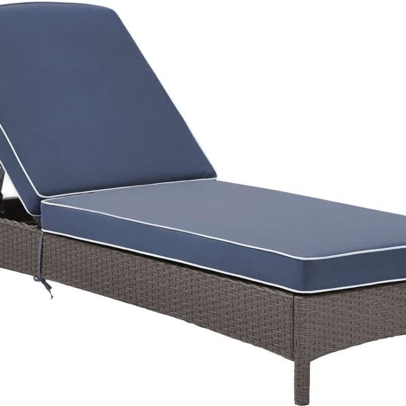 DEVOKO Outdoor Double Chaise (Dark Brown/Navy Blue) - Image 3