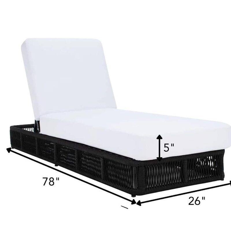 DEVOKO Rope Sun Lounger (Black/White) - Image 2