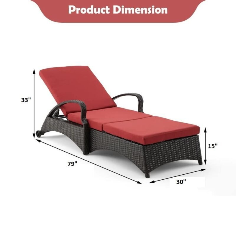 DEVOKO Patio Lounger (Dark Brown/Red) - Image 2