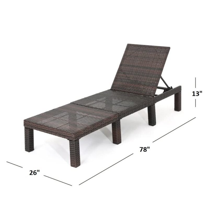DEVOKO Set of 4 Outdoor Wicker Chaise Loungers(Dark Brown & Green) - Image 2