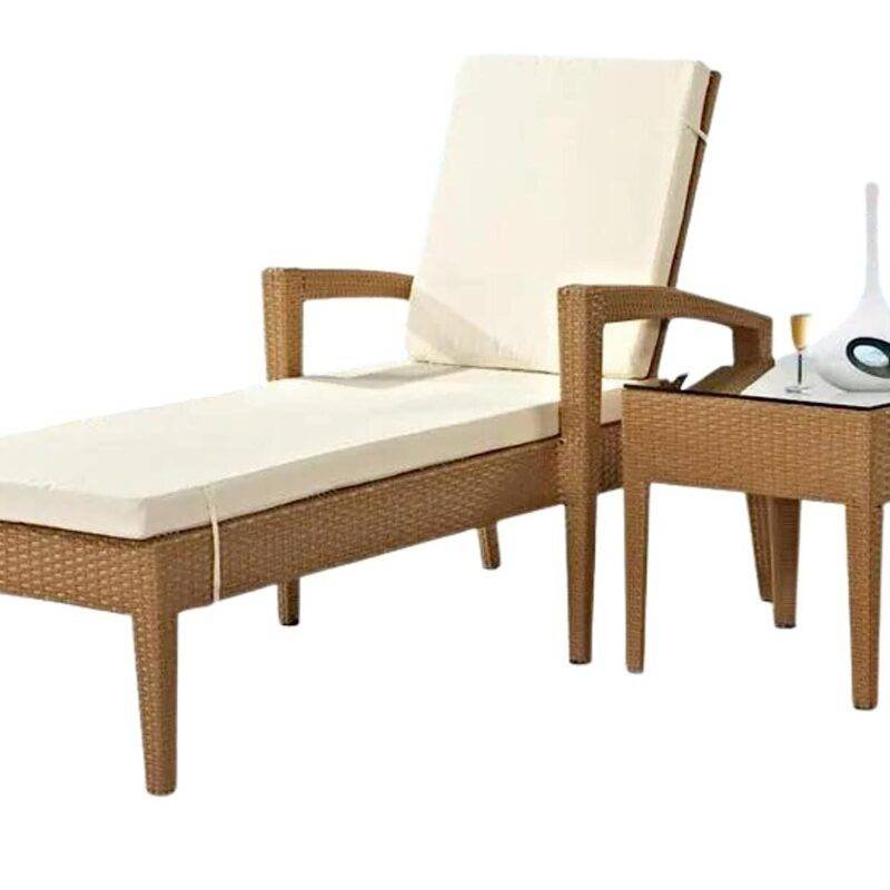 DEVOKO Double Chaise Lounge (Beige/Off White) - Image 4