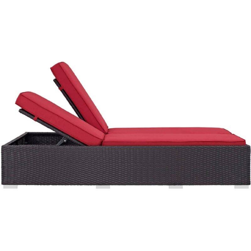 Outdoor Chaise Lounge Chair (Dark Brown & Red) - Image 3