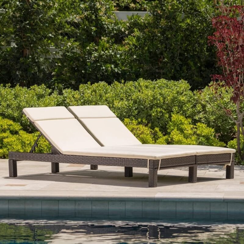 DEVOKO Premium Rattan Lounge Chairs Set of 2 - Dark Brown & Cream - Image 5