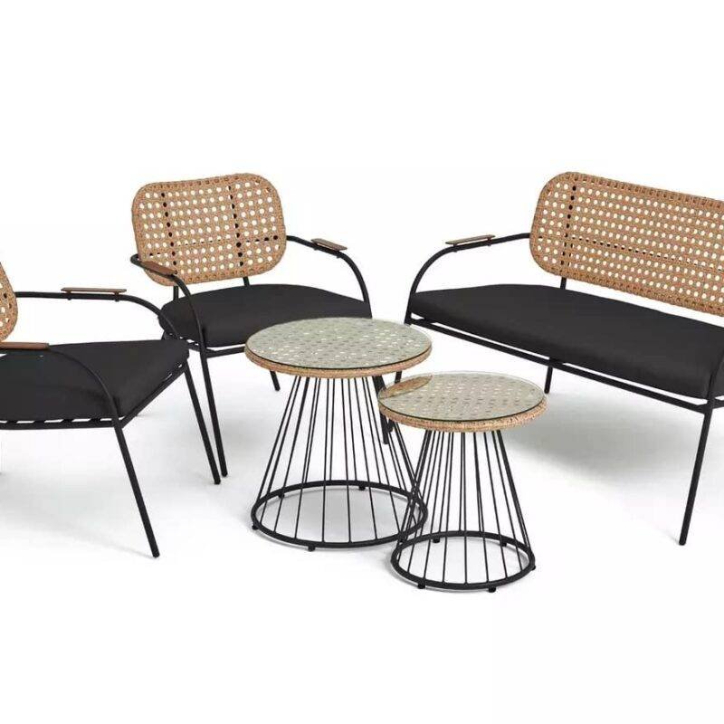 Devoko 5-Piece Bistro Set - Cushion - Wicker - Garden/Balcony - Image 5