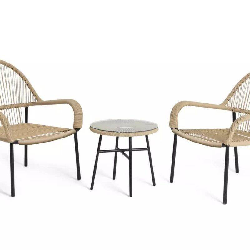Devoko 2 Seater Rope Chairs - CenterTable - Beige - Outdoor - Image 2