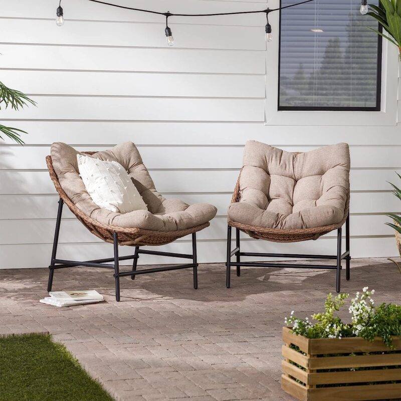 Rattan Chairs with Cushions (Beige/Cream) - Image 3