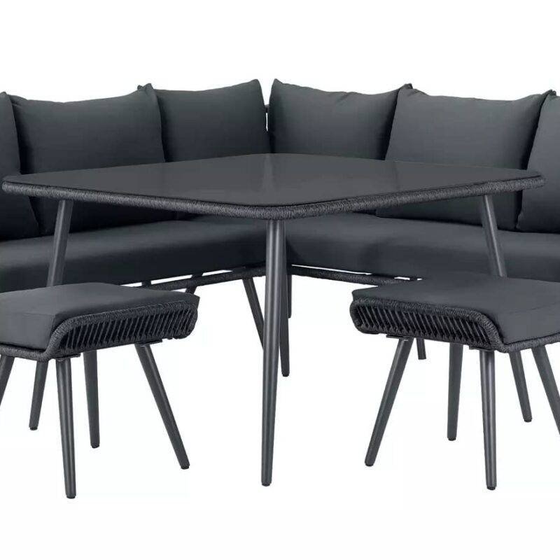 L Shape Sofa Set (Black) - Image 2