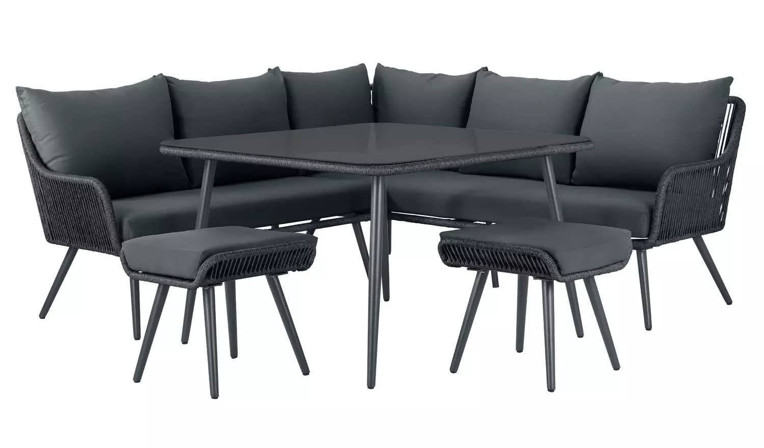L Shape Sofa Set (Black) - Image 2