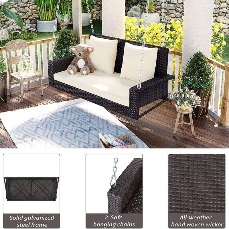 Rattan Wicker Two Seater Sofa Swing - Image 3