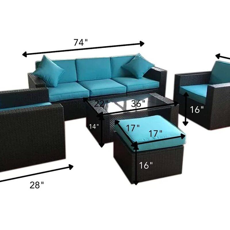 5-Piece Patio Conversation Set (Dark Brown/Sky-Blue) - Image 2
