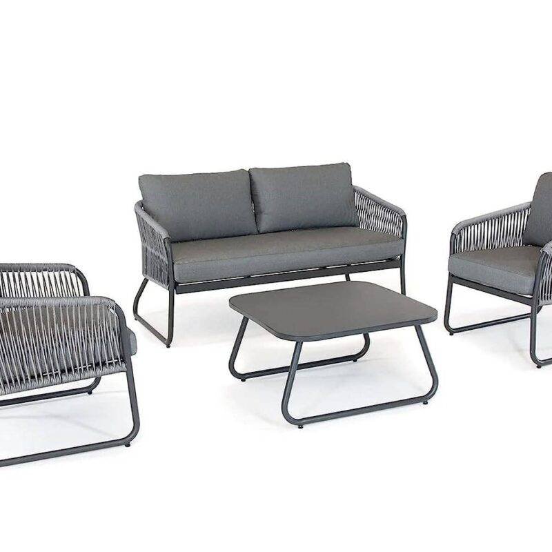 DEVOKO Unique Design Rope Bistro Set 4-Piece (Grey) - Image 3