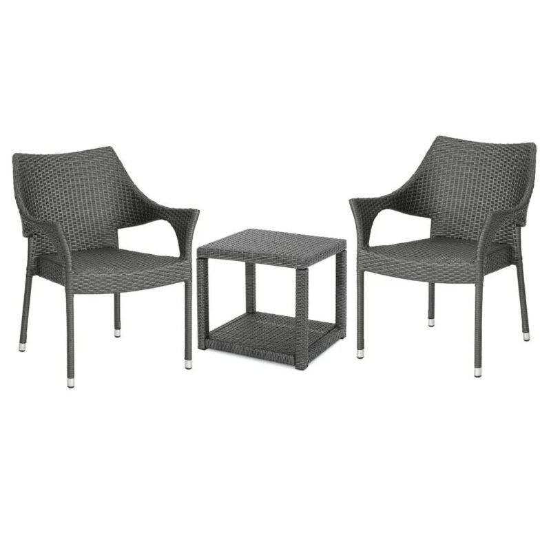 DEVOKO 3-Piece Rattan Patio Furniture Set (Dark Brown) - Image 6