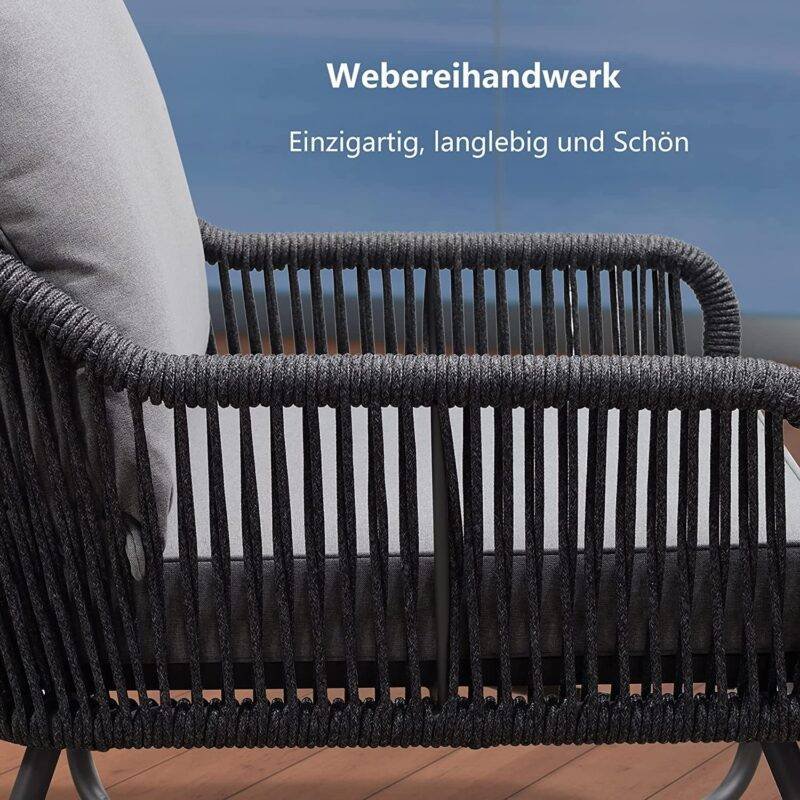 DEVOKO 4-Seater Outdoor Sofa Set with Cushions & Table (Grey) - Image 2