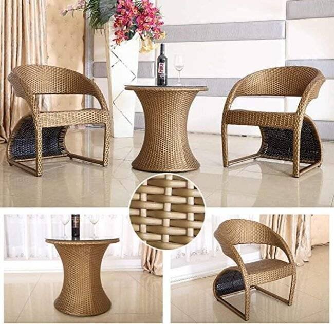 DEVOKO 3-Piece Rattan Patio Furniture Set(Golden) - Image 3