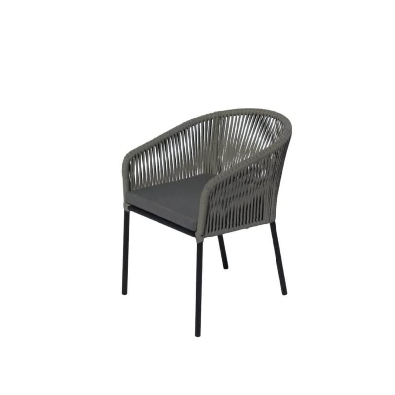 DEVOKO 2-Piece Outdoor Rope Chair Set with Cushions (Grey & Black) - Image 2