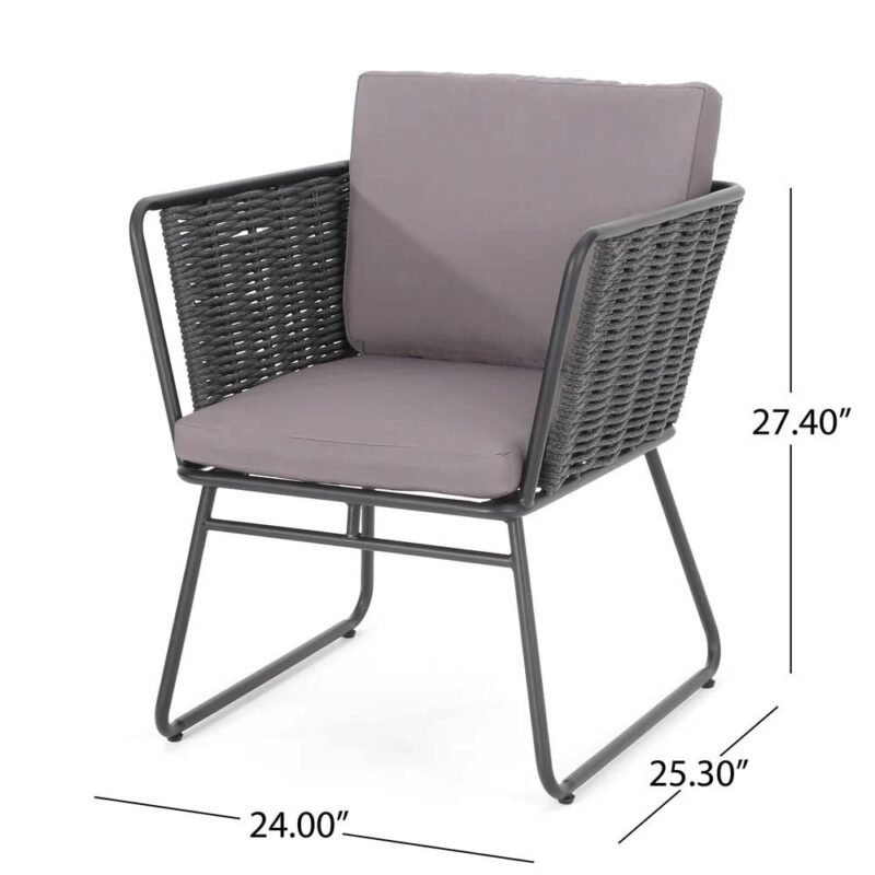 DEVOKO 2-Pack Outdoor Club Chairs: Black/Grey, Poolside & Garden - Image 2