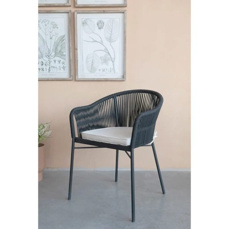 DEVOKO 2-Seater Rope Chair Set with Cushion (Black/White) - Image 2