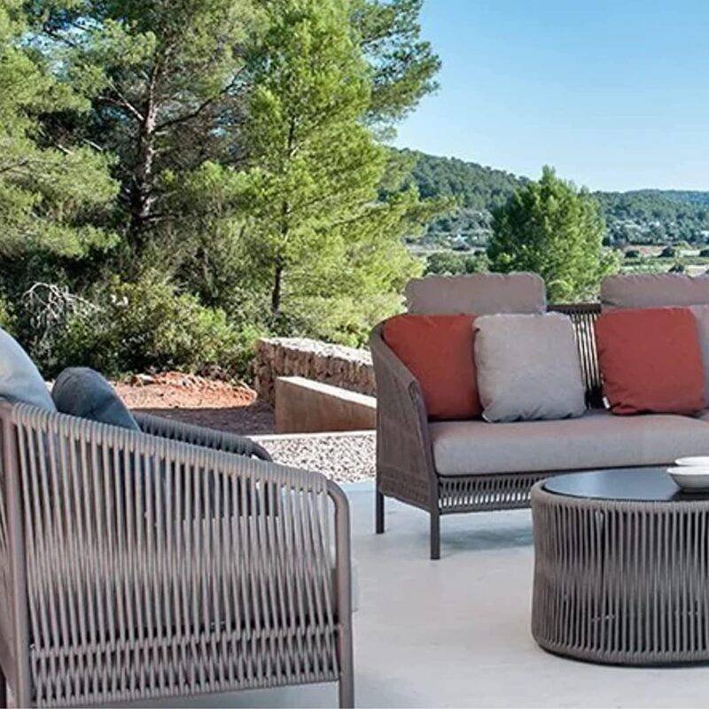 DEVOKO 5-Seater Outdoor Rope Patio Furniture Set in Grey - Image 3
