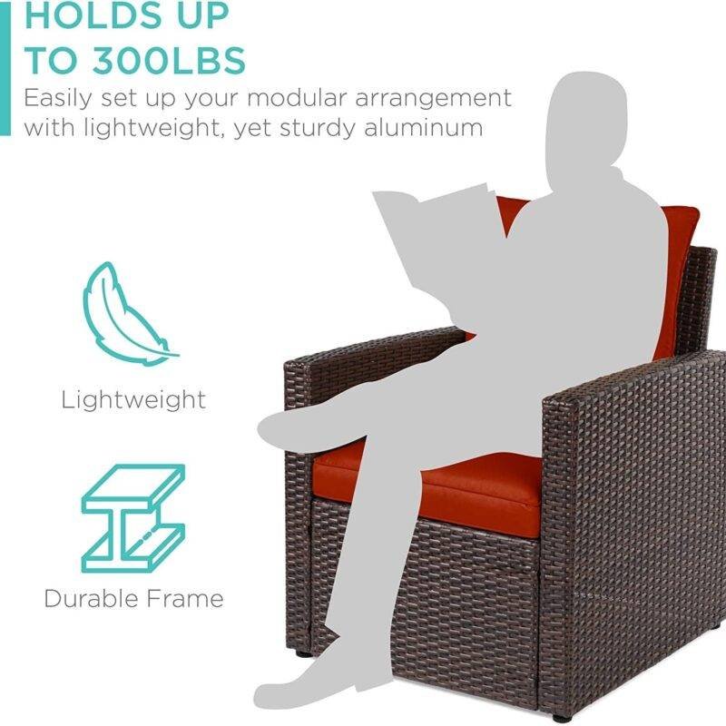 Devoko Outdoor Patio Furniture Set (Dark Brown/Red) - Image 3