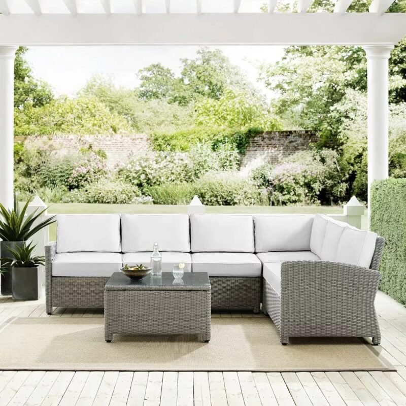 Devoko 3PCS Outdoor Wicker Rattan Furniture Set(Silver & White) - Image 3