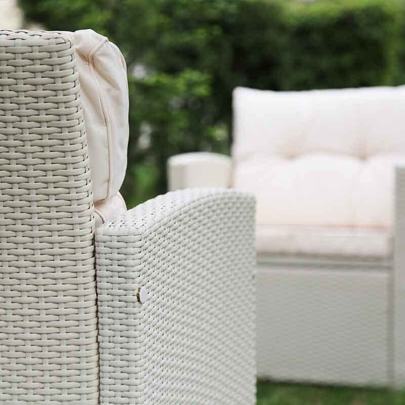 DEVOKO 4PCS Patio Wicker Furniture Set (Grey & Cream) - Image 3