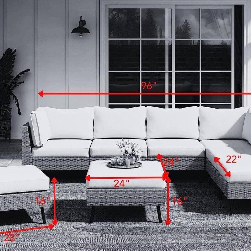 DEVOKO 6pcs Outdoor Patio Furniture Set (Beige & Off-white) - Image 2