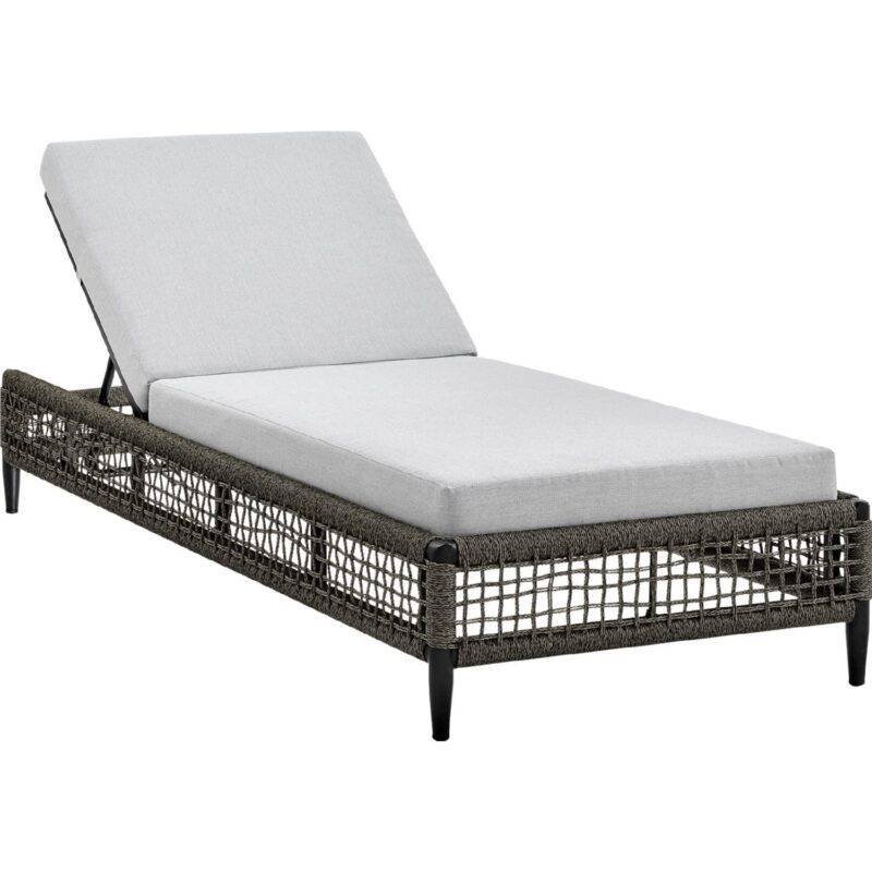 DEVOKO Grey Rope Sun Lounger with White Cushion - Image 3