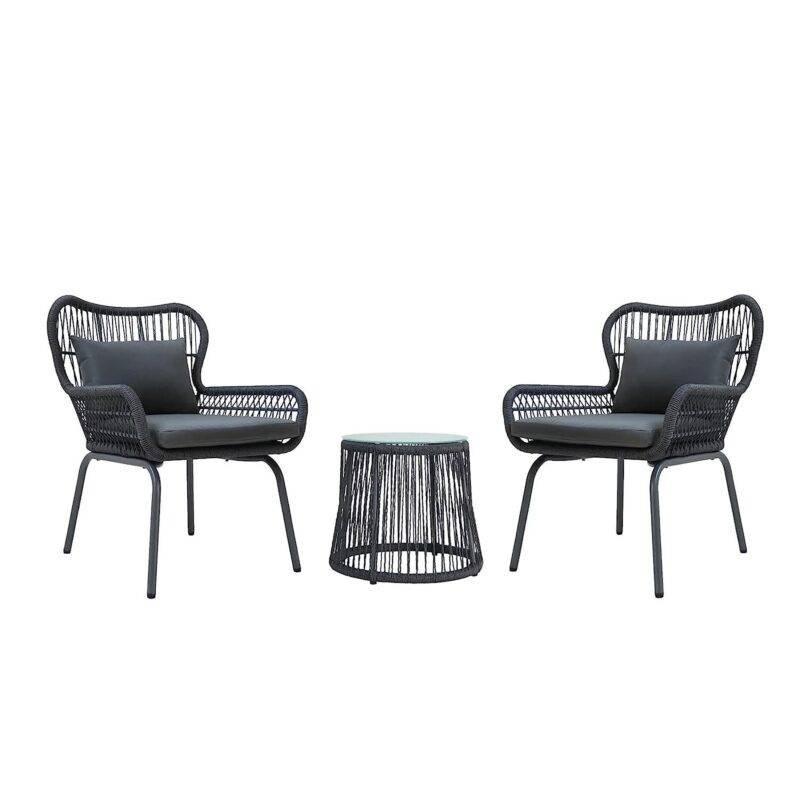 Devoko Dark Gray Rope Chair and Table Set - Garden/Balcony - Image 4