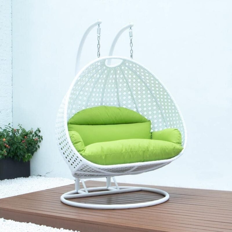 Swing Chair with Stand & Cushion (Light Green/White) - Image 4
