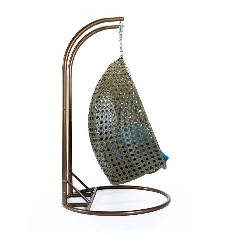 Double Seater Hanging Swing Chair (Dark Brown/Royal Blue) - Image 4