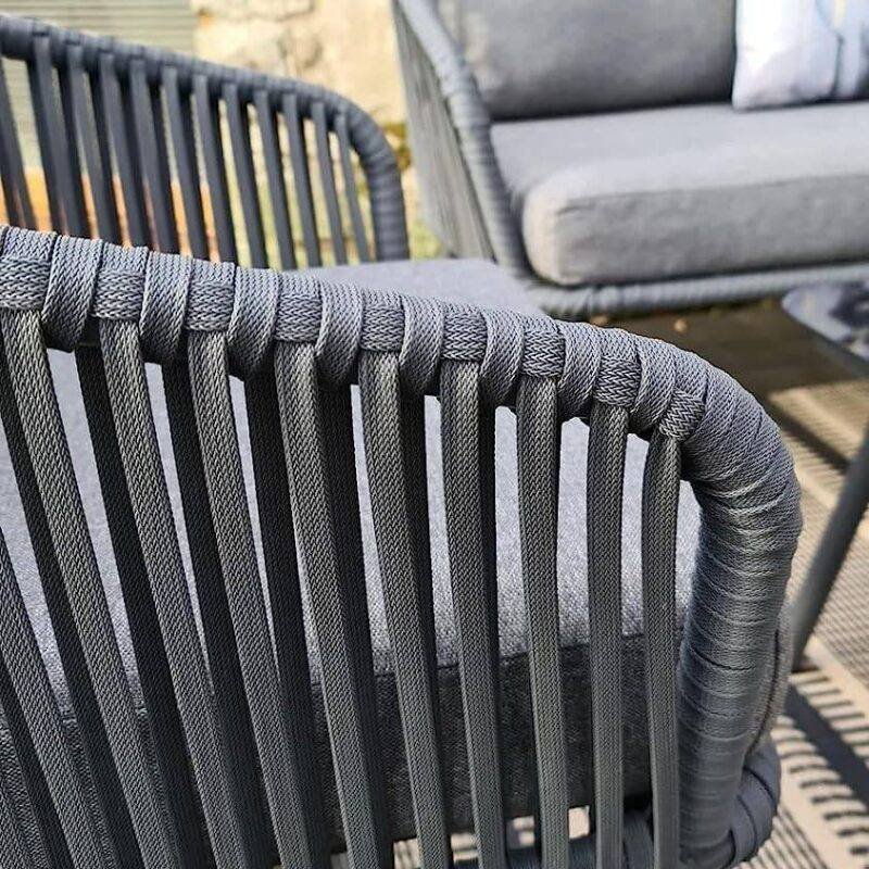 DEVOKO 4 Seater Sofa Rope Furniture Set (Grey) - Image 3