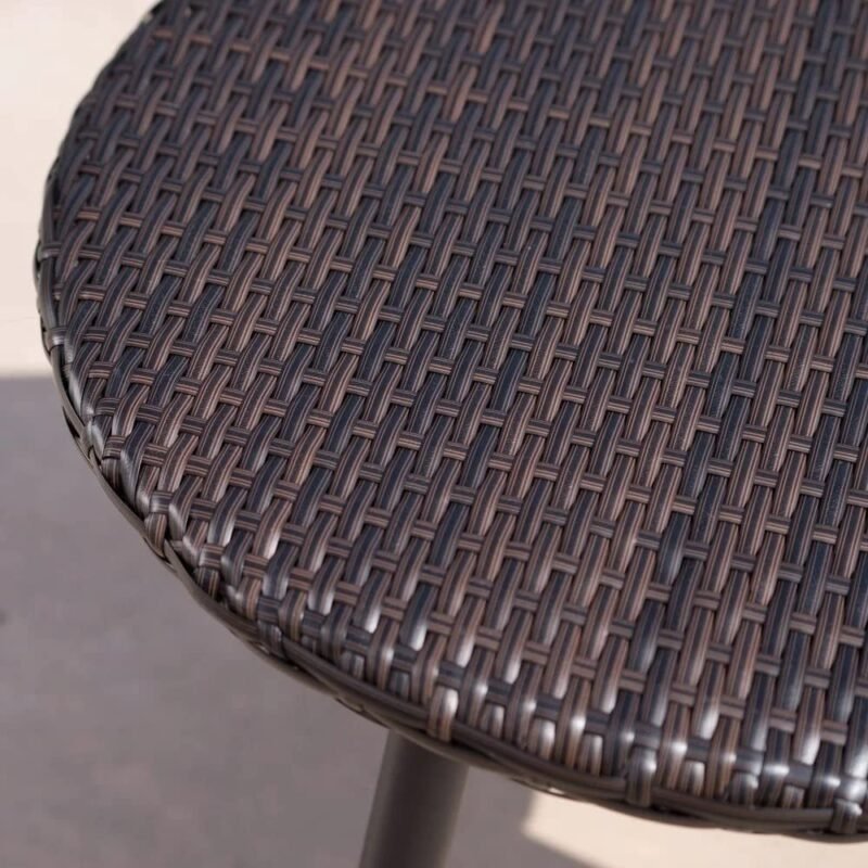 Devoko 3-Piece Rattan Patio Furniture Set (Dark Brown/Off-white) - Image 3