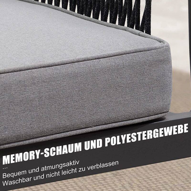 DEVOKO 4-Seater Outdoor Sofa Set with Cushions & Table (Grey) - Image 3