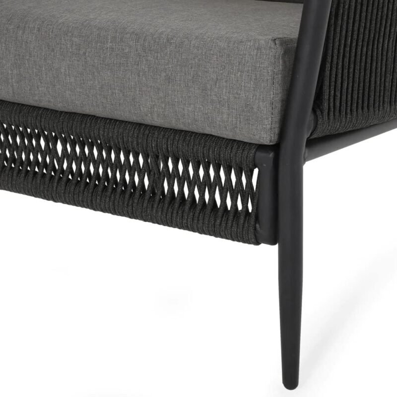 DEVOKO 2-Seater Rope Weave Patio Set (Black/Grey) - Image 3