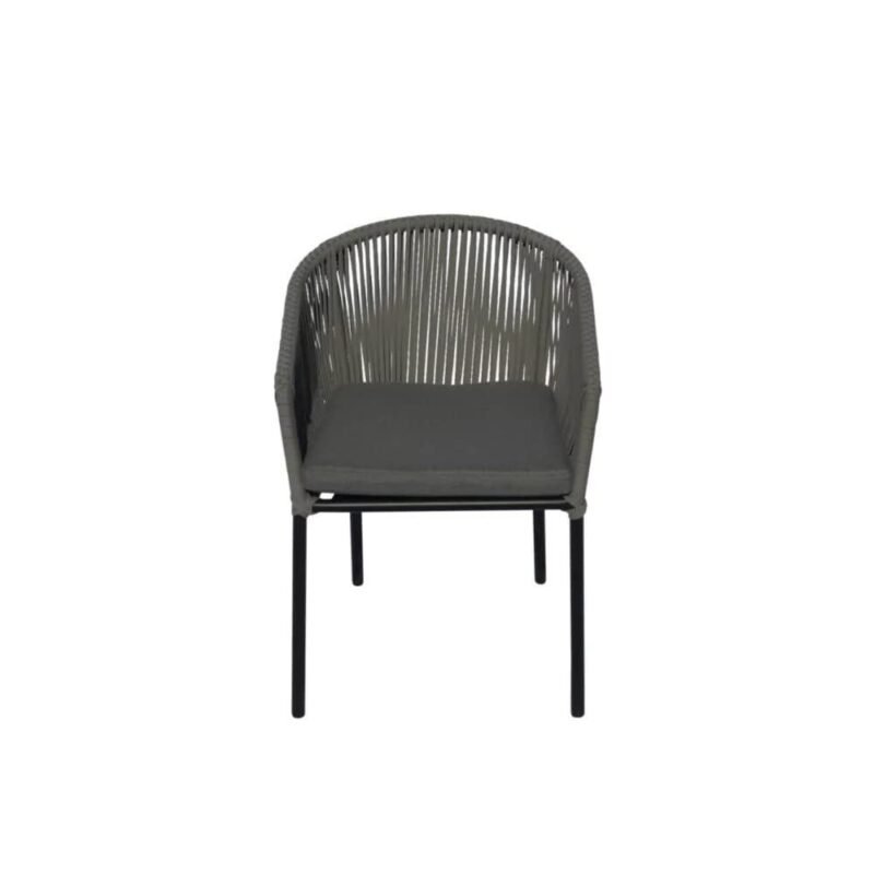 DEVOKO 2-Piece Outdoor Rope Chair Set with Cushions (Grey & Black) - Image 3