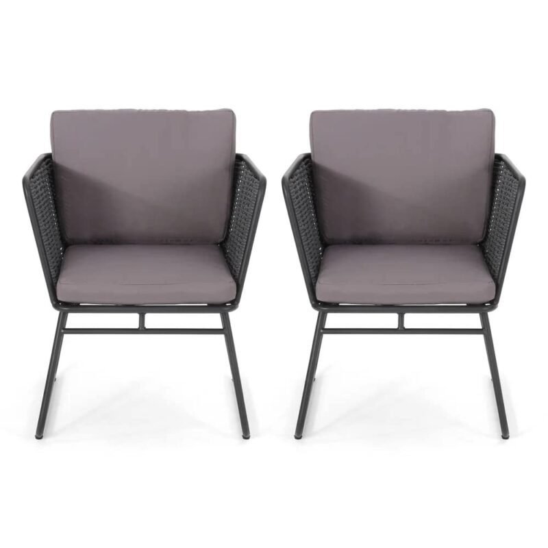DEVOKO 2-Pack Outdoor Club Chairs: Black/Grey, Poolside & Garden - Image 3