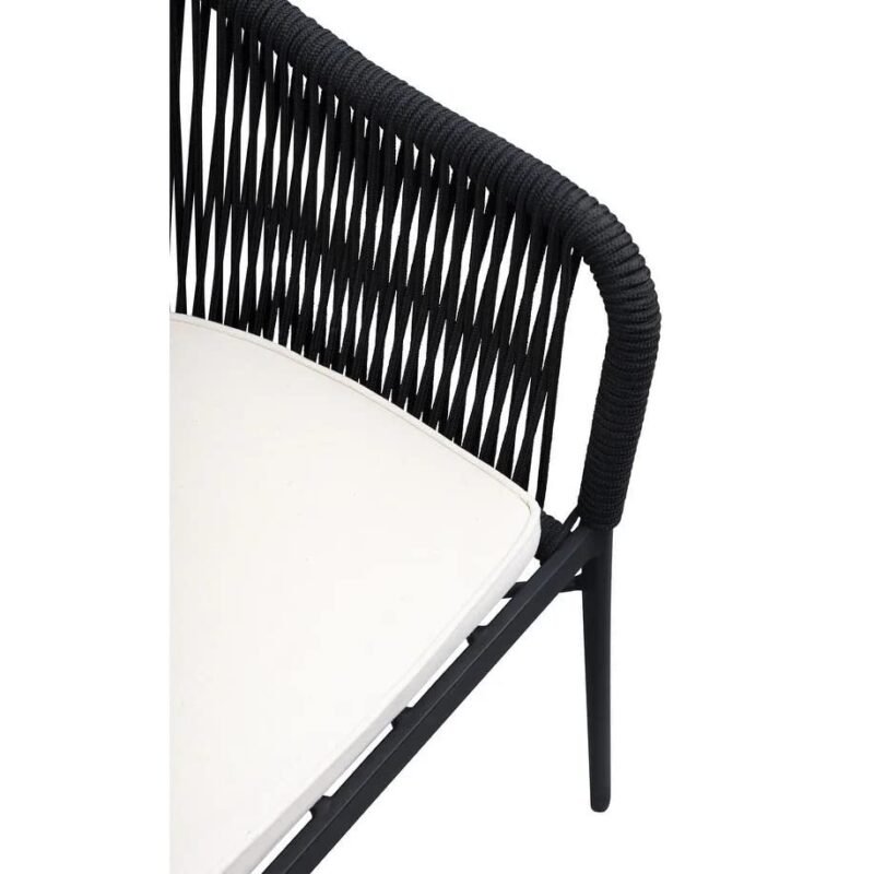 DEVOKO 2-Seater Rope Chair Set with Cushion (Black/White) - Image 3