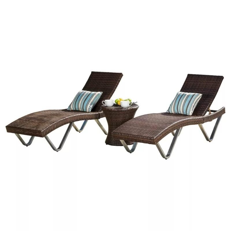 DEVOKO Outdoor Lounge Chairs & Table Set (Dark Brown) - Image 4