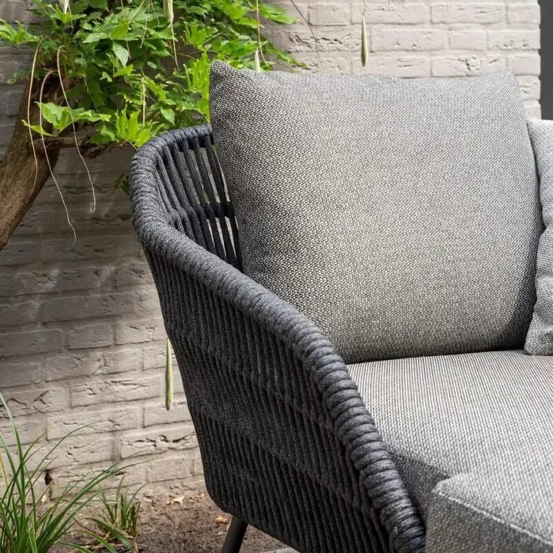 Grey Rope Daybed Set: Outdoor Patio Round Sofa, Side Table, Sun Lounger - Image 3