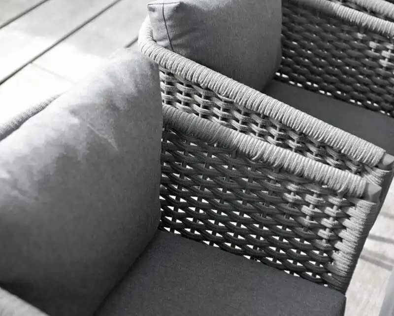 DEVOKO 5-Piece Outdoor Patio Sofa Set with Cushion and 2 Wooden Center Tables (Dark Grey) - Image 3