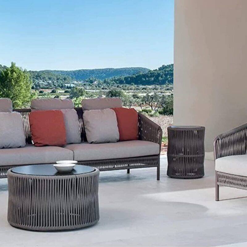 DEVOKO 5-Seater Outdoor Rope Patio Furniture Set in Grey - Image 4
