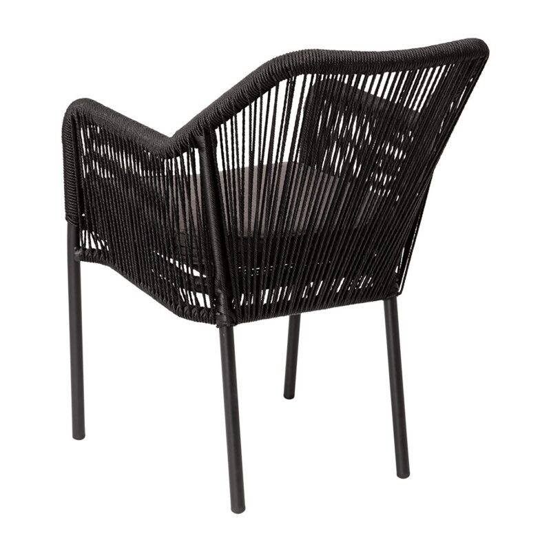 Devoko 2-Seater Rope Chair Set with Cushion (Black/Cream) - Image 3