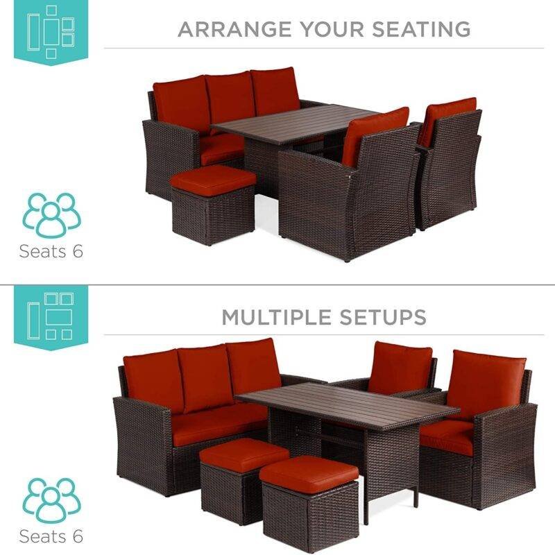 Devoko Outdoor Patio Furniture Set (Dark Brown/Red) - Image 4