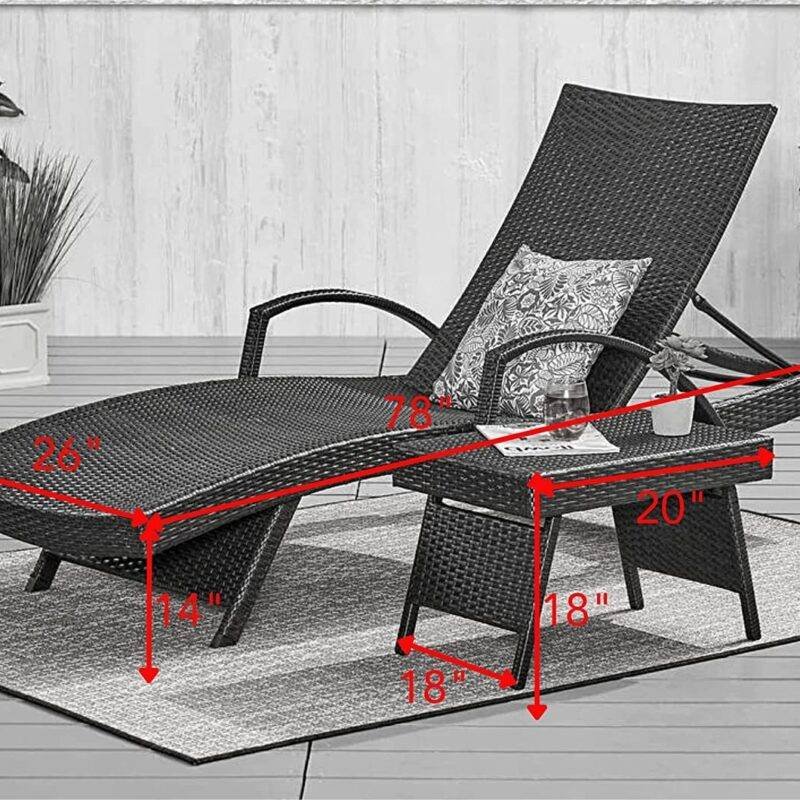 DEVOKO Dark Brown Poolside Lounger with Table - Image 2