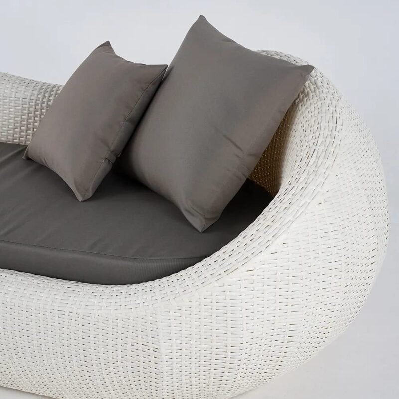 Outdoor Wicker Daybed Set (White/Dark Grey) - Image 4