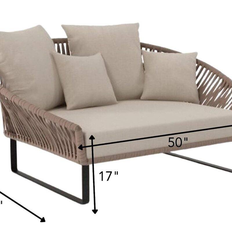 DEVOKO Outdoor Rope Daybed Set (Beige/Cream) - Image 4