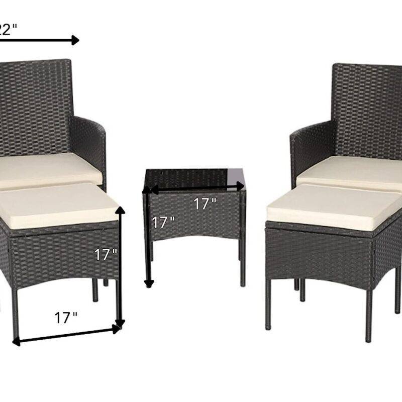DEVOKO 5pc Wicker Patio Furniture Set (Black/Cream) - Image 2