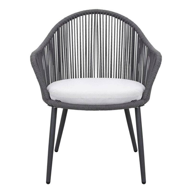 Outdoor Rope Seating Set - 2 Chairs 1 Table - Dark Grey/Grey - Image 4
