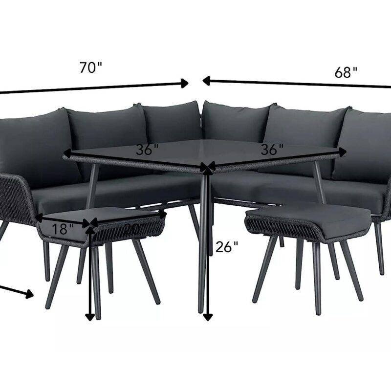 L Shape Sofa Set (Black) - Image 4